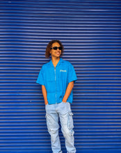 Load image into Gallery viewer, COBALT CAMP COLLAR ZIP UP SHIRT